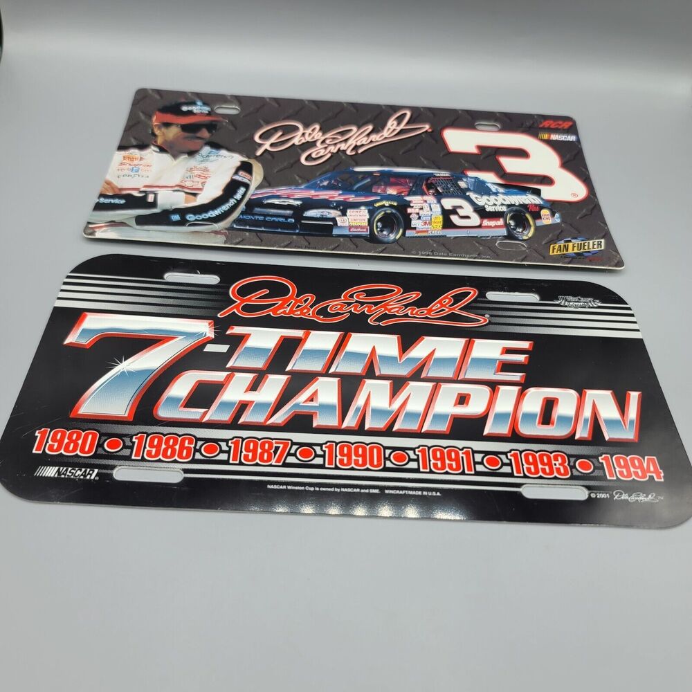 7 Time Champ Dale Earnhardt SR #3 NASCAR 1998 2001 Decor License Plate Lot Of 2